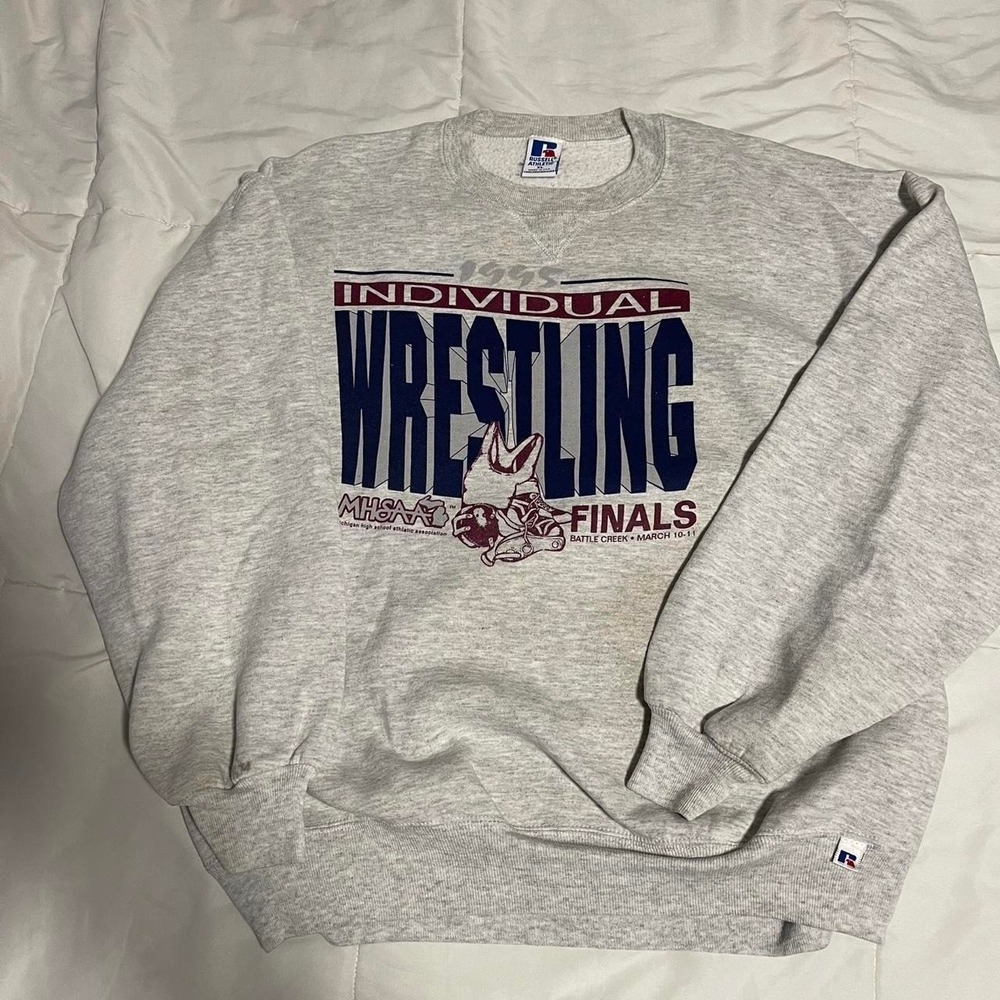 1995 Gray Russell Athletic Michigan Wrestling Finals crewneck‎ sweatshirt XL